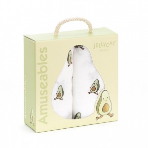 Jellycat Amuseable Avocado Pair Of Muslins 70 CM X 70 CM | NH9025638