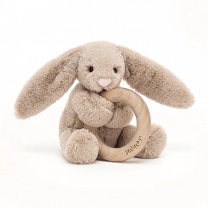 Jellycat Bashful Beige Bunny Wooden Ring Toy 13 CM X 9 CM | HT7610539