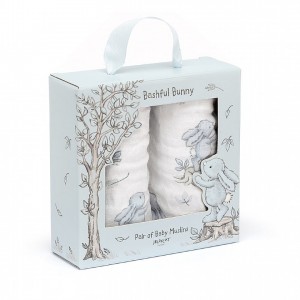 Jellycat Bashful Blue Bunny Pair Of Muslins 70 CM X 70 CM | RJ1037246