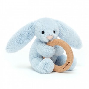 Jellycat Bashful Blue Bunny Wooden Ring Toy 13 CM X 9 CM | HY4650732