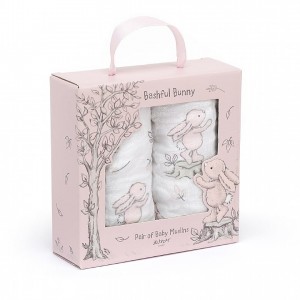 Jellycat Bashful Pink Bunny Pair Of Muslins 70 CM X 70 CM | FK9718456