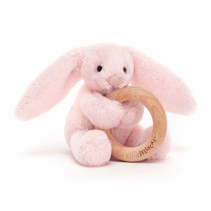 Jellycat Bashful Pink Bunny Wooden Ring Toy 13 CM X 9 CM | AD5042189