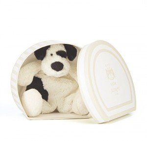 Jellycat Boubou Black and Cream Puppy Soother 22 CM | ZR9074182