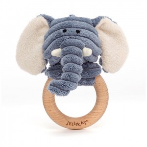 Jellycat Cordy Roy Baby Elephant Wooden Ring Toy 14 CM X 10 CM | NG5407136