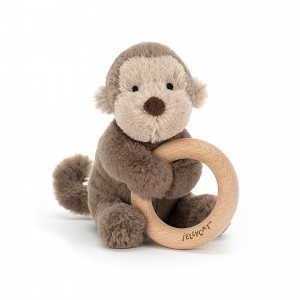Jellycat Shooshu Monkey Wooden Ring Toy 14 CM X 11 CM | AY1536092