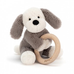 Jellycat Shooshu Puppy Wooden Ring Toy 14 CM X 11 CM | AY8350921