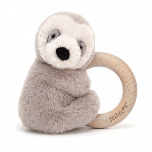 Jellycat Shooshu Sloth Wooden Ring Toy 14 CM X 11 CM | XN3814576