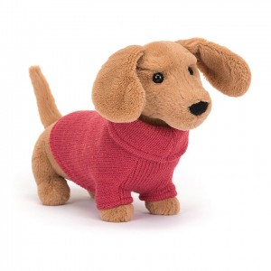 Jellycat Sweater Sausage Dog Pink 14 CM X 7 CM | XO5746812