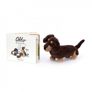 LARGE Jellycat Otto the Loyal Long Dog Book and Otto Sausage Dog | GE6081247