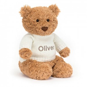 MEDIUM Jellycat Bartholomew Bear with Personalised Cream Jumper 28 CM X 12 CM | NQ0379168