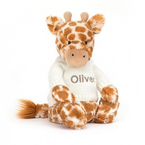 MEDIUM Jellycat Bashful Giraffe with Personalised Cream Jumper 31 CM X 12 CM | LI7642805