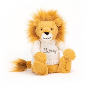 MEDIUM Jellycat Bashful Lion with Personalised Cream Jumper 31 CM X 12 CM | NQ2815937