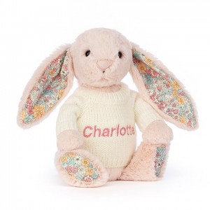 MEDIUM Jellycat Blossom Blush Bunny with Personalised Cream Jumper 31 CM X 12 CM | ZK0239741