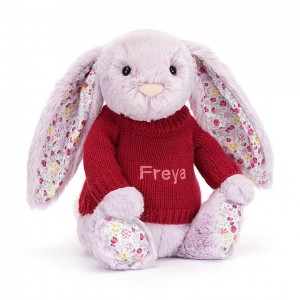 MEDIUM Jellycat Blossom Jasmine Bunny with Personalised Red Jumper 31 CM X 12 CM | ZQ9526018