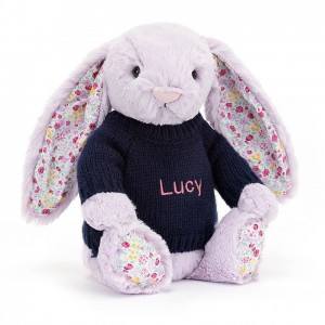 MEDIUM Jellycat Blossom Jasmine Bunny with Personalised Navy Jumper 31 CM X 12 CM | ND8153672