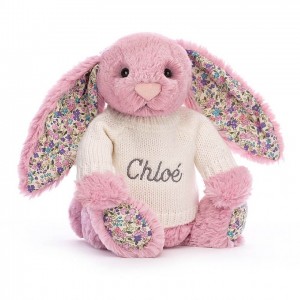MEDIUM Jellycat Blossom Tulip Bunny with Personalised Cream Jumper 31 CM X 12 CM | VL8679234