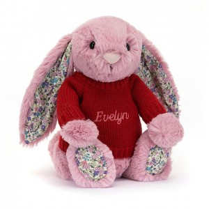 MEDIUM Jellycat Blossom Tulip Bunny with Personalised Red Jumper 31 CM X 12 CM | OS0213675