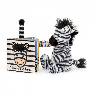 MEDIUM Jellycat If I Were A Zebra Board Book and Bashful Zebra | QC8396012