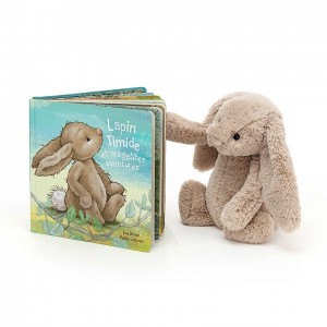 MEDIUM Jellycat Lapin Timide Et Ses Petites Aventures & Bashful Beige Bunny | NG8921476
