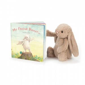 MEDIUM Jellycat My Friend Bunny Book and Bashful Beige Bunny | BR0971346