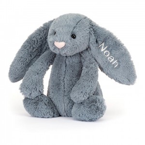 MEDIUM Jellycat Personalised Bashful Dusky Blue Bunny 31 CM X 12 CM | WX8620374