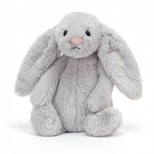 MEDIUM Jellycat Personalised Bashful Silver Bunny 31 CM X 12 CM | AL4627039