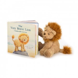 MEDIUM Jellycat The Very Brave Lion Book and Fuddlewuddle Lion | BP4695701