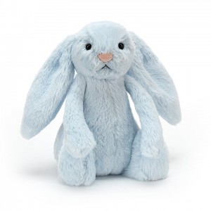 SMALL Jellycat Bashful Blue Bunny Rattle 18 CM X 9 CM | YB5690283